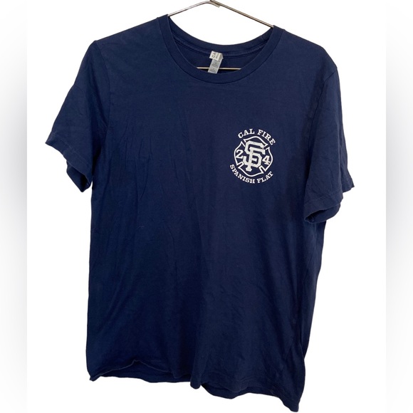 Spanish Flat Cal Fire & Rescue Navy No Way I’m Going Anywhere Men’s L T-Shirt - Picture 2 of 5